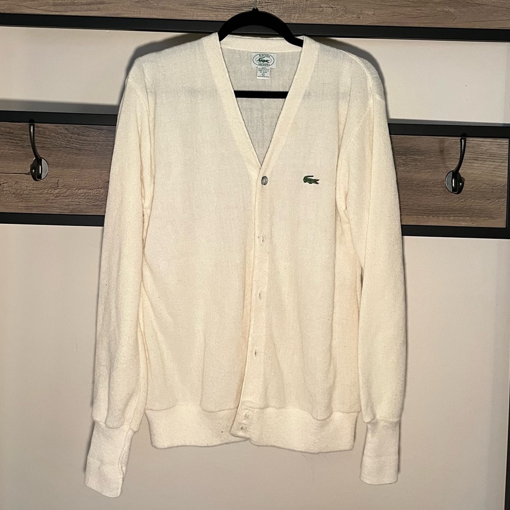 VINTAGE IZOD LACOSTE Cardigan in White 1989 Holiday Collection